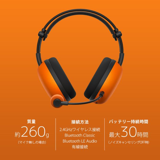 たオレンジのハウジングとオレンジのブームマイク